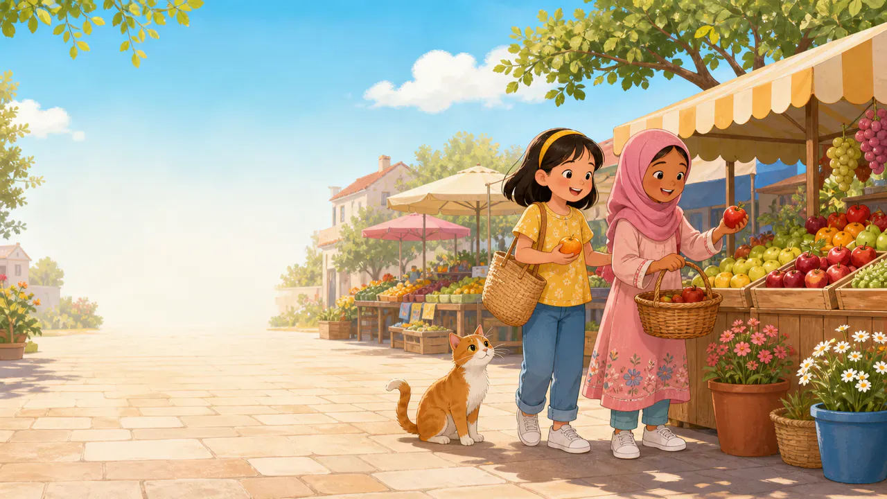 At the market cover